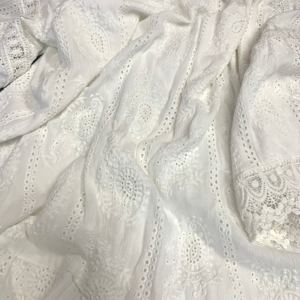 Karen Kane Womens Off White Embroidered Eyelet Off Shoulder Dress XL - Picture 5 of 16